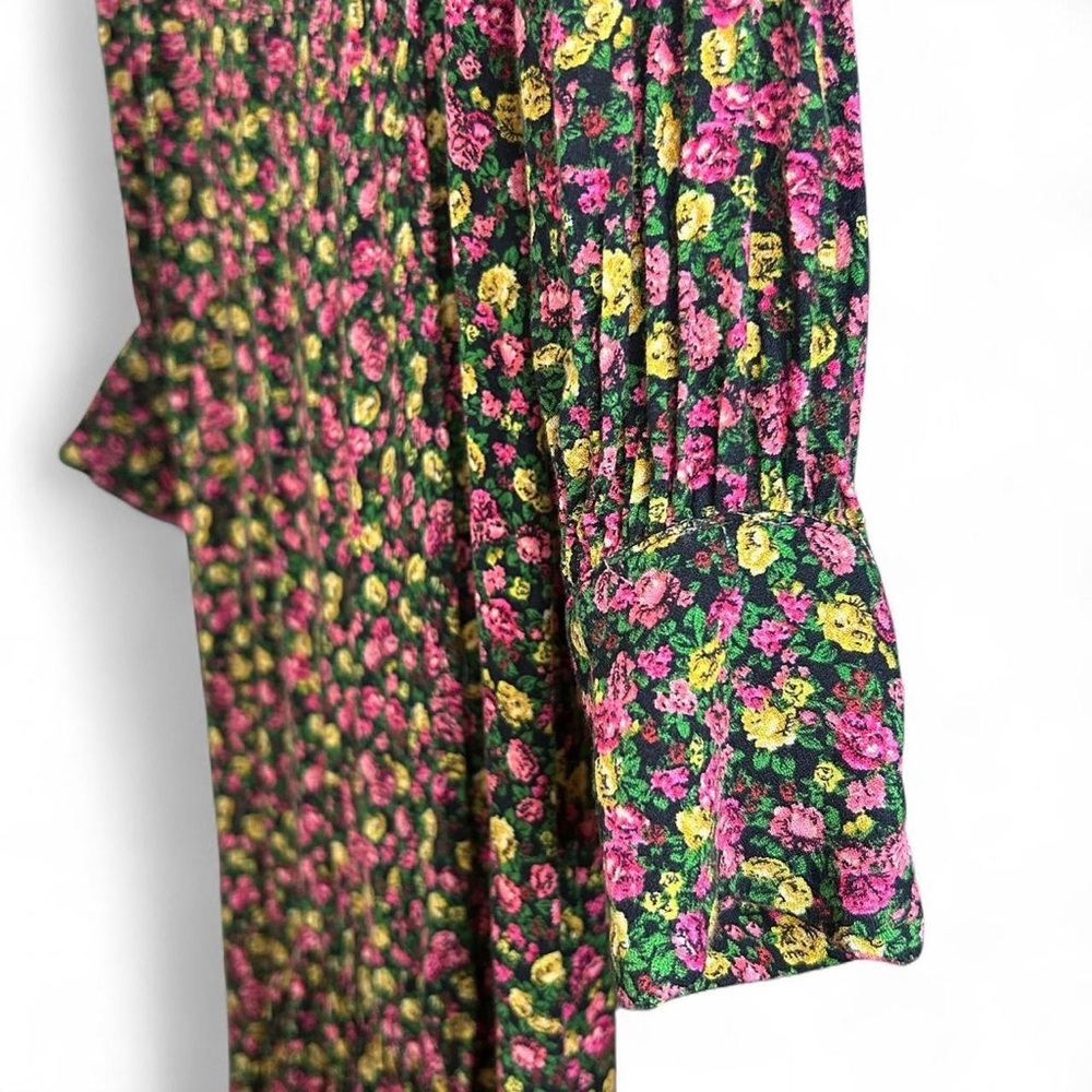 Floral Long Sleeve Maxi Dress in Black and Pink - Picture 8 of 12